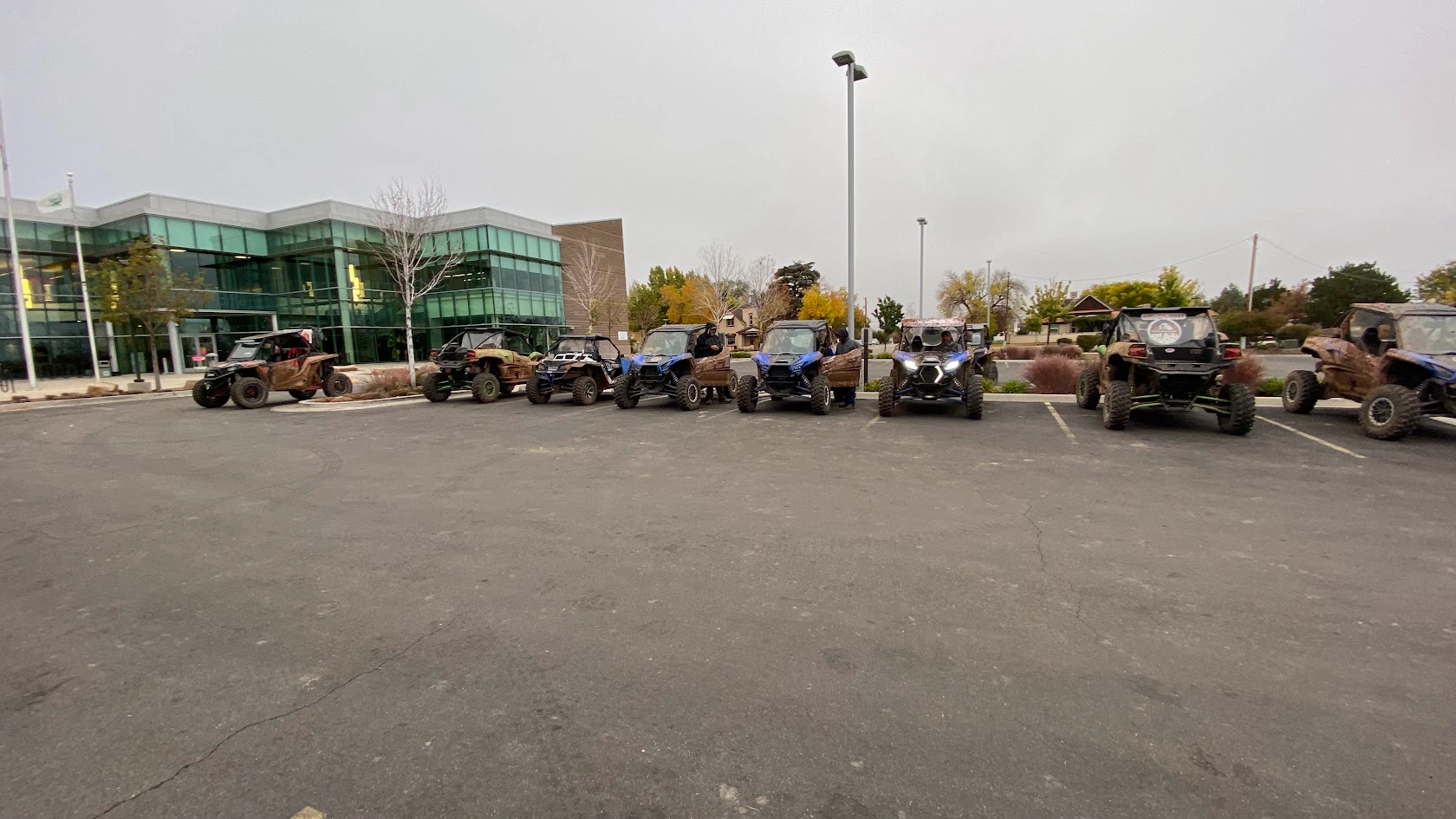 Fleet of Kawasaki KRX 1000 side-by-sides staged for a guided tour in Vernal Utah